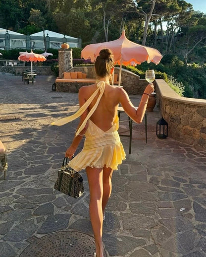 Peppermayo Chiffon mini dress in Yellow