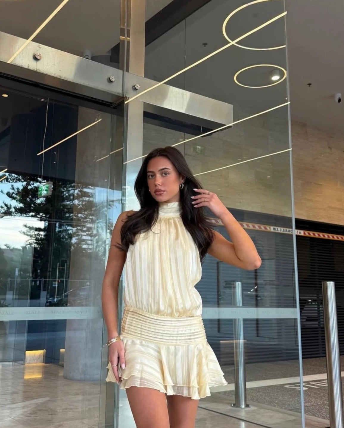 Peppermayo Chiffon mini dress in Yellow